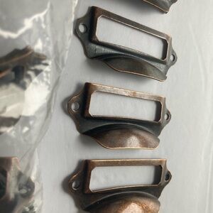 Lot Of 40 Reproduction Drawer Pulls Card Catalog Aged Bronze Apothecary Hardware
